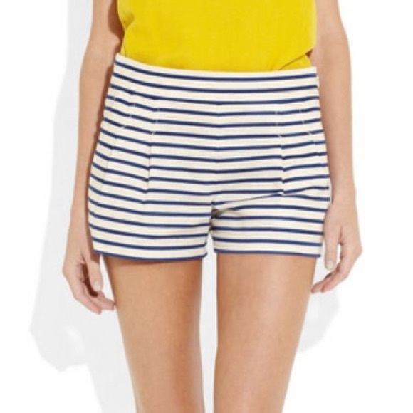 J. Crew Factory Pants - J. Crew Blue White Striped Pleated Linen Shorts 2